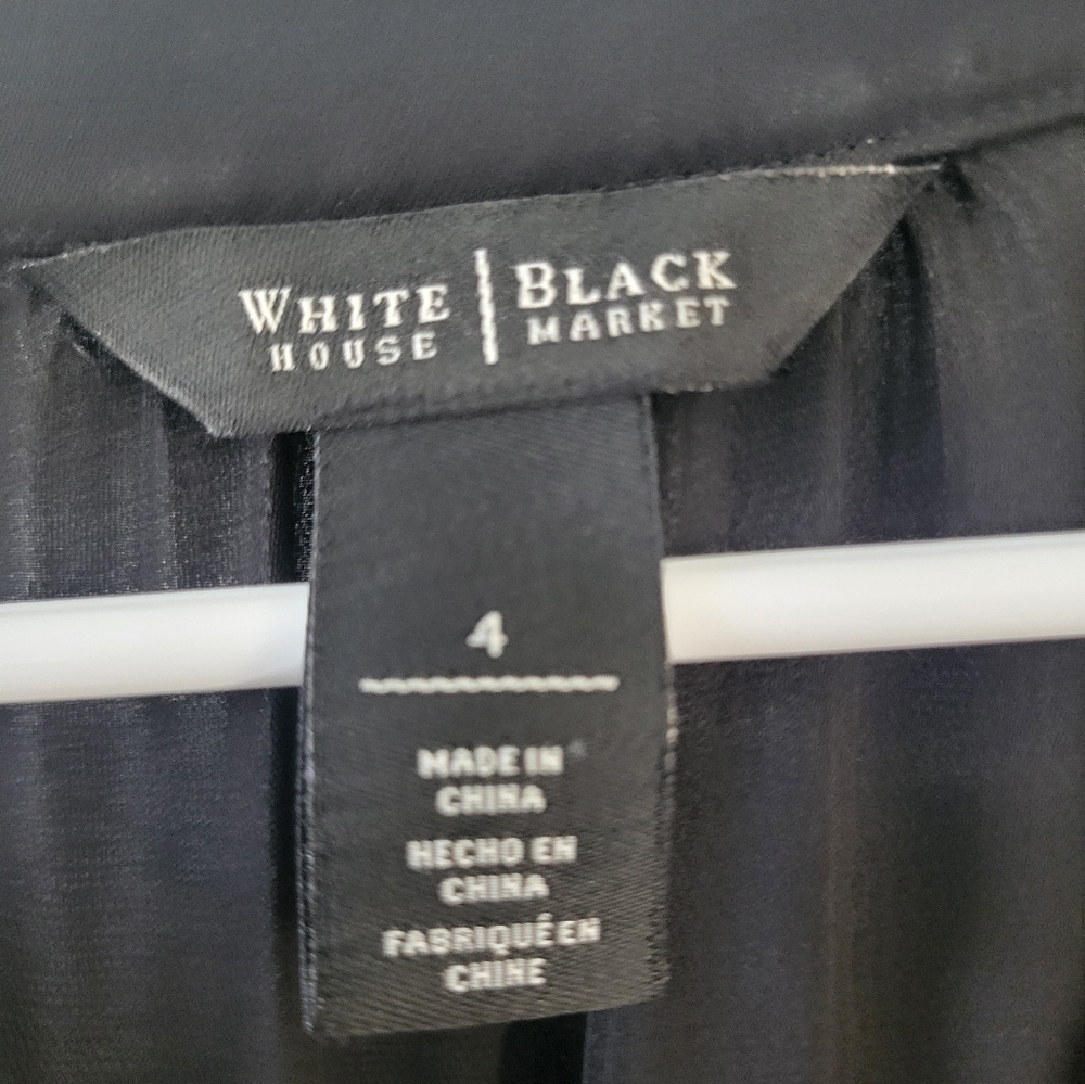 White House Black Market Black V-Neck Long Sleeve Dress - Picture 2 of 8